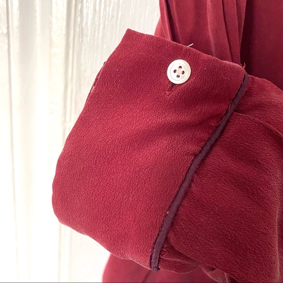 Everlane Piped Silk Notched Button Down Collared Shirt - Picture 7 of 10